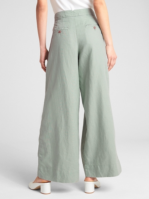 Image number 2 showing, High Rise Wide-Leg Pants in Linen-Cotton