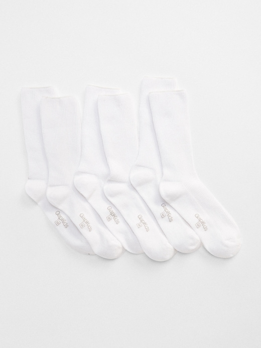 1 of 8 showing, with the color white of product Kids Ribbed Crew Socks (3-Pack)
