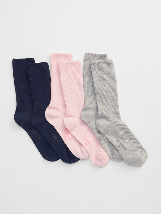 View large product image 1 of 1. Kids Ribbed Crew Socks (3-Pack)