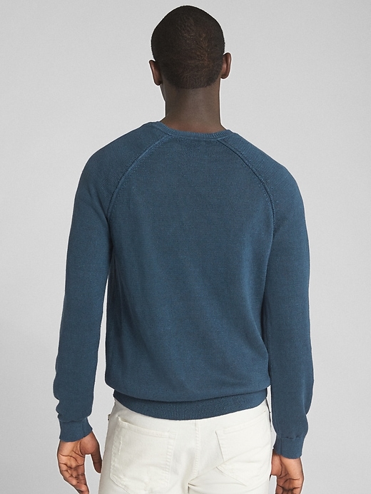 Image number 2 showing, Raglan Sleeve Crewneck Pullover Sweater in Linen