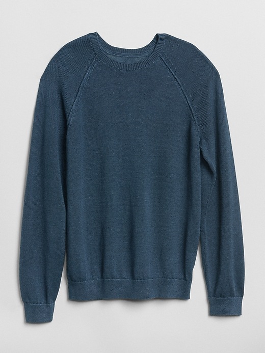 Image number 6 showing, Raglan Sleeve Crewneck Pullover Sweater in Linen
