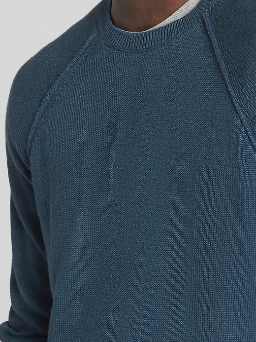 Image number 5 showing, Raglan Sleeve Crewneck Pullover Sweater in Linen