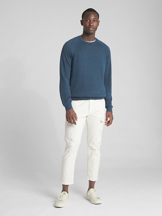 Image number 3 showing, Raglan Sleeve Crewneck Pullover Sweater in Linen