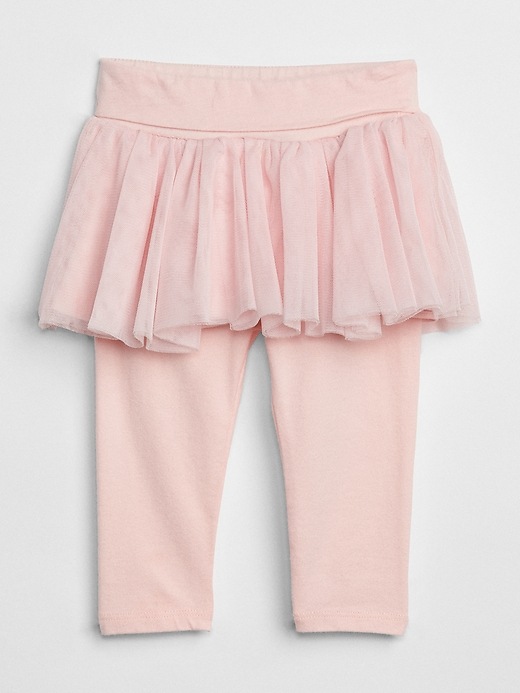 1 of 8 showing, with the color pink cameo of product Baby Leggings With Tulle Skirt Trim
