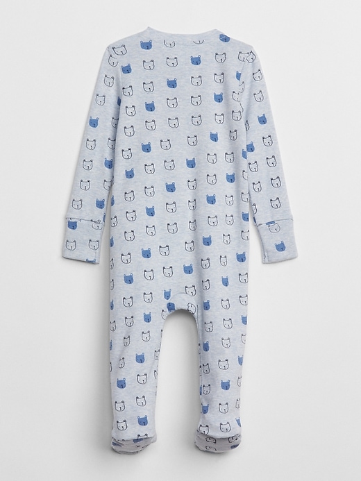 2 of 8 showing, with the color blue heather of product Baby First Favorite Print Footed One-Piece