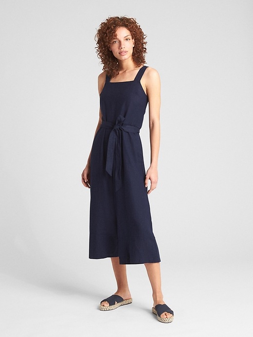 Image number 6 showing, Sleeveless Square-Neck Jumpsuit in Linen