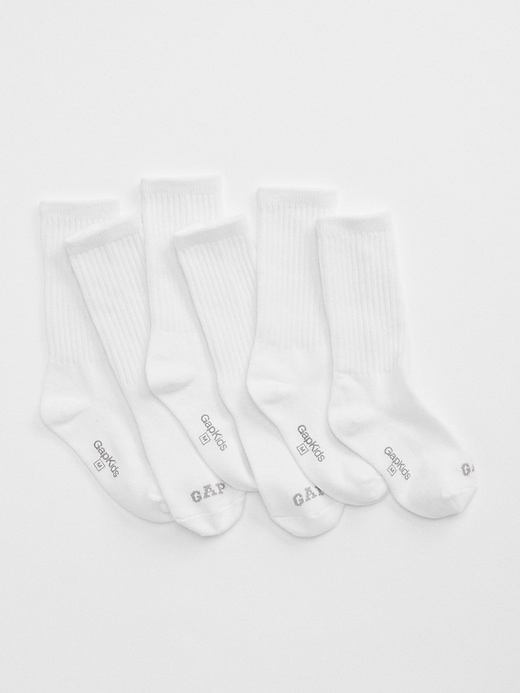 1 of 8 showing, with the color white of product Kids Solid Crew Socks (3-Pack)