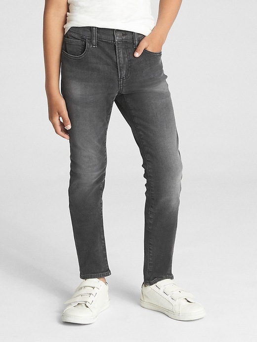 2 of 8 showing, with the color black wash of product Kids Skinny Fit Jeans with Stretch