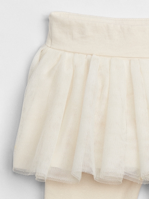 2 of 8 showing, with the color ivory frost of product Baby Leggings With Tulle Skirt Trim