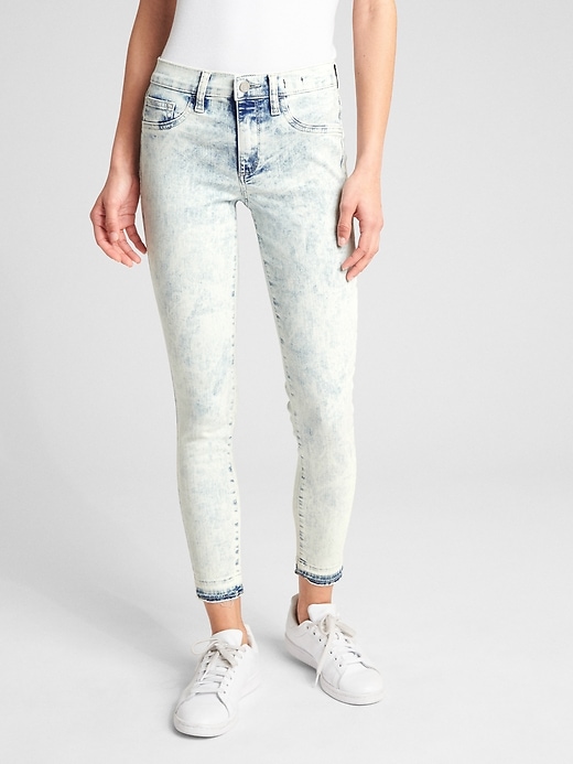 Image number 1 showing, Washwell Mid Rise Favorite Ankle Jeggings with Raw Hem