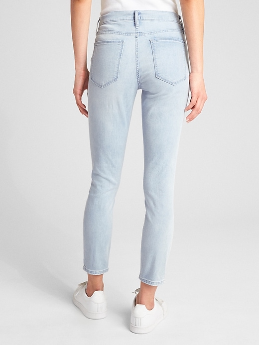 2 of 8 showing, with the color (Light) Light Indigo of product Wearlight Mid Rise True Skinny Ankle Jeans