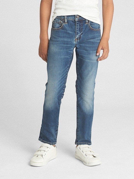 2 of 8 showing, with the color medium wash of product Kids Skinny Jeans with Stretch