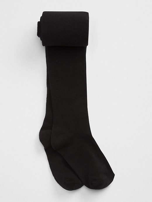 1 of 8 showing, with the color true black of product Kids Solid Cotton Tights