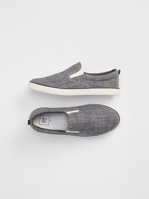 1 of 8 showing, with the color denim of product Kids Denim Slip-On Sneakers