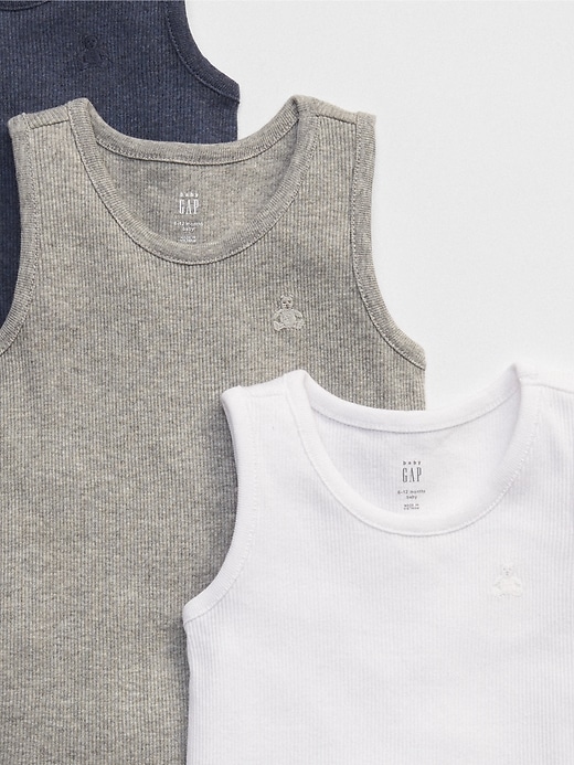 2 of 8 showing, with the color navy heather of product Baby First Favorite Ribbed Tank Bodysuit (3-Pack)