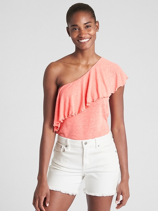 Image number 1 showing, One-Shoulder Ruffle Top