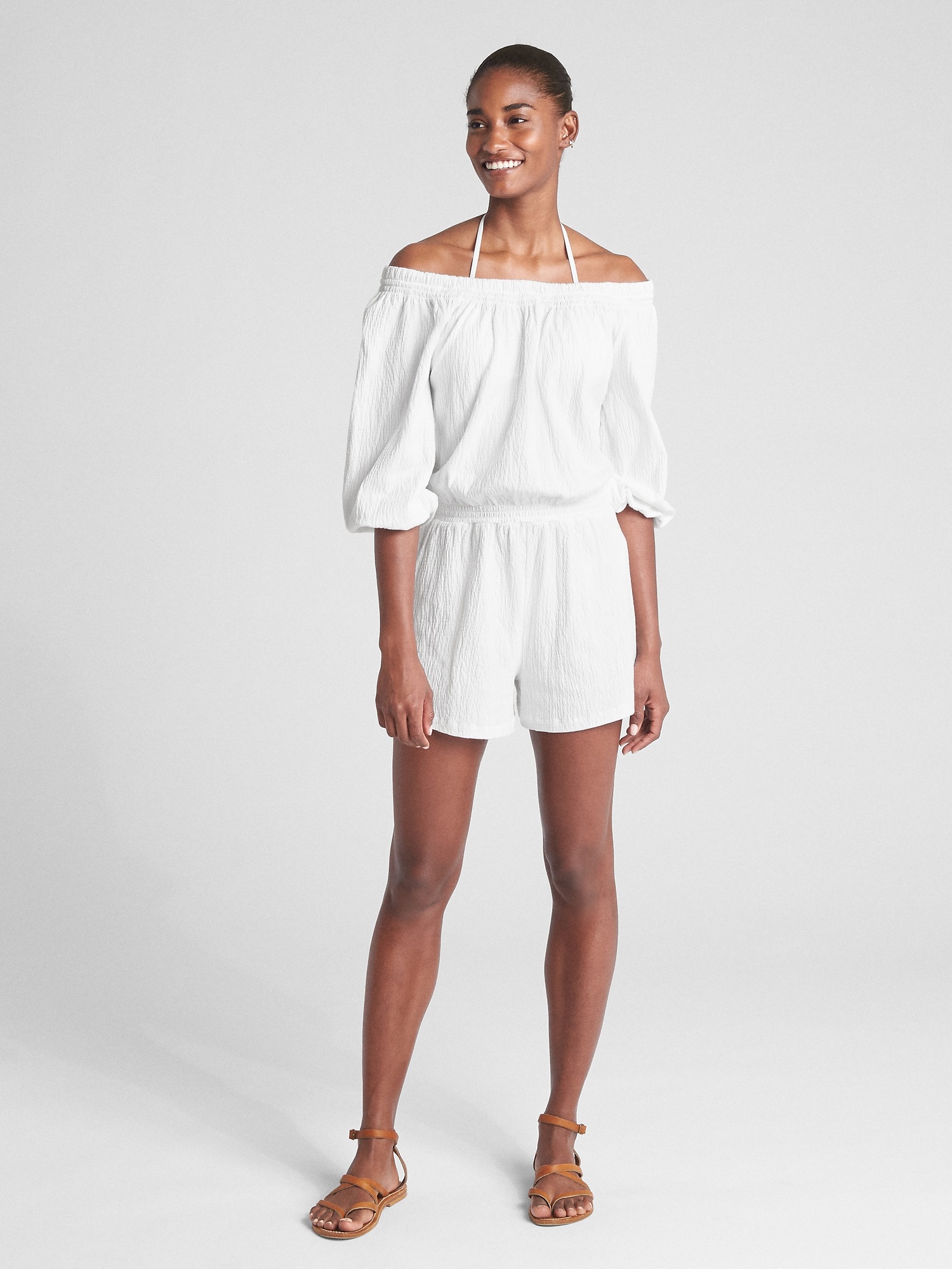 Женские комбинезоны Gap Off-Shoulder Crinkle Romper Cover-Up — фото 3