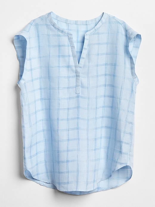 Image number 6 showing, Short Sleeve Plaid Popover Shirt in Linen