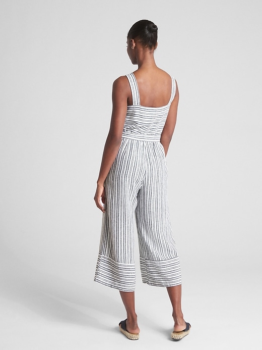 Image number 2 showing, Sleeveless Square-Neck Jumpsuit in Linen
