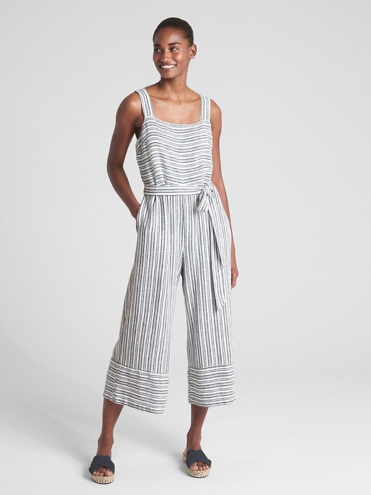 Image number 3 showing, Sleeveless Square-Neck Jumpsuit in Linen
