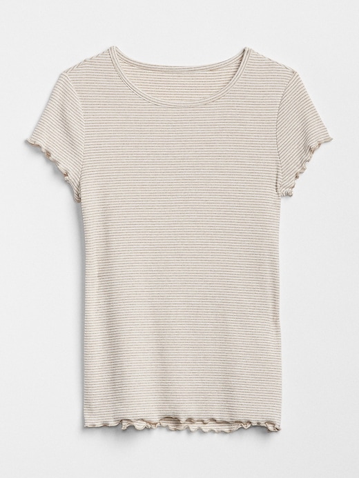 Image number 6 showing, Featherweight Ribbed Metallic Stripe Ruffle Sleeve T-Shirt