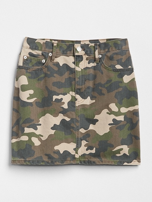 Image number 6 showing, Denim Mini Skirt in Camo Print