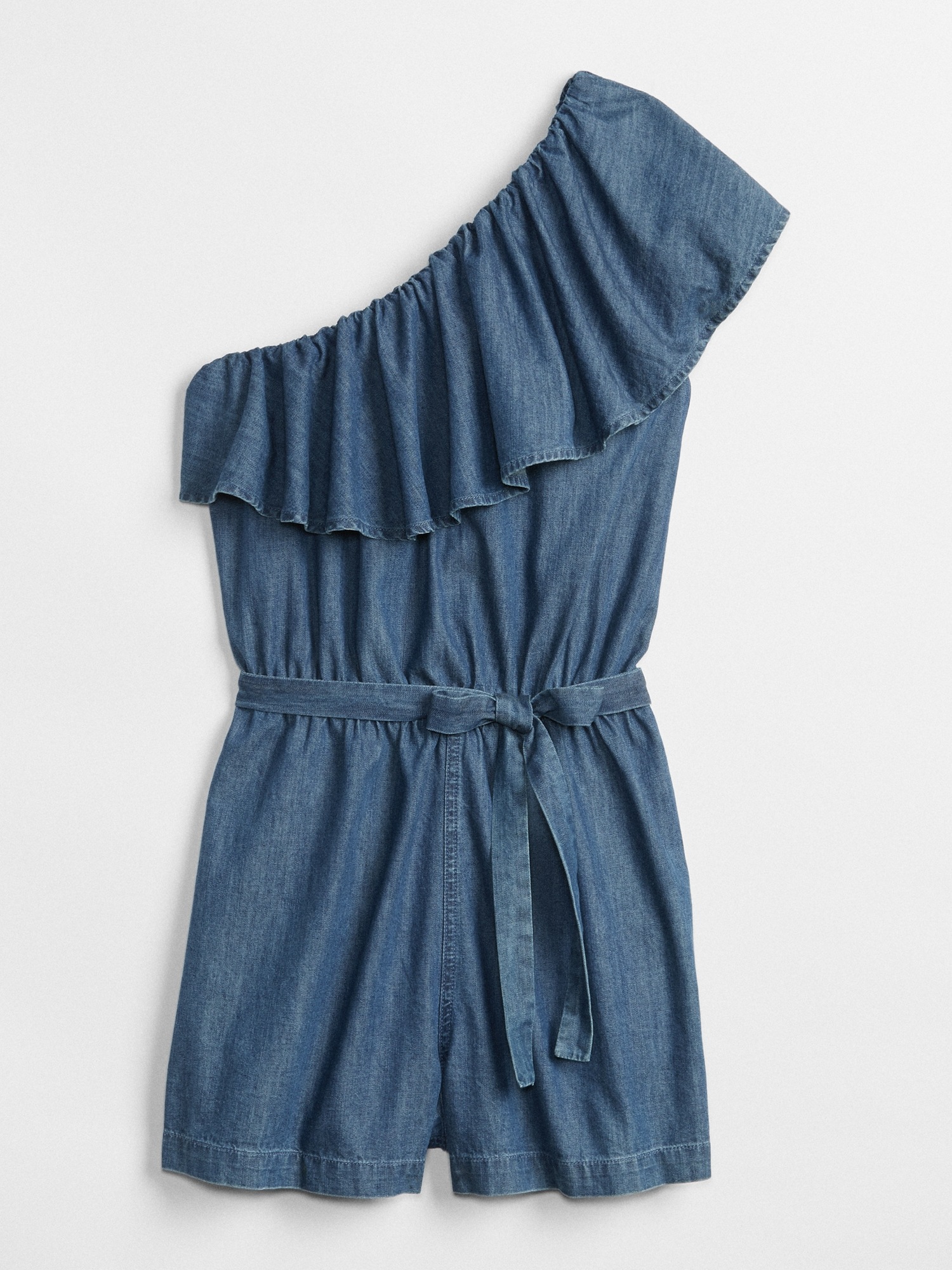 Женские комбинезоны Gap Ruffle One-Shoulder Romper in Denim — фото 5