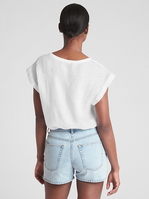 Image number 2 showing, Short Sleeve Popover Shirt in Linen