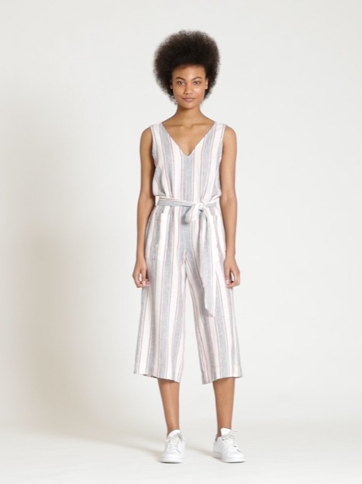 Женские комбинезоны Gap Sleeveless Tie-Belt Stripe Jumpsuit in Linen — фото 6