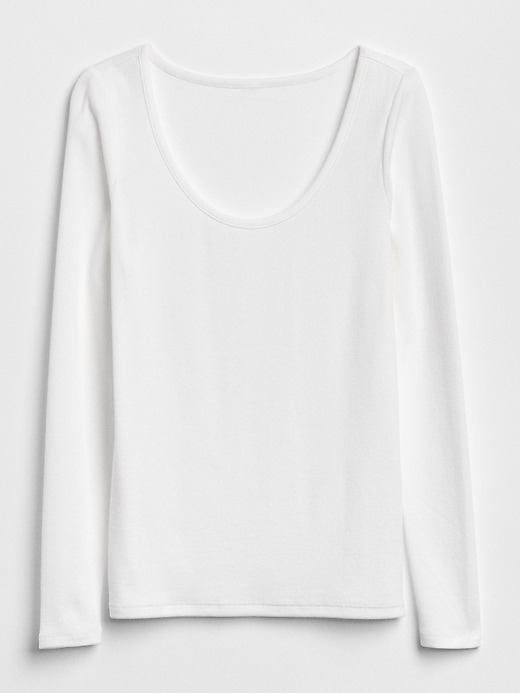 Image number 6 showing, Featherweight Ribbed Long Sleeve Scoopneck T-Shirt