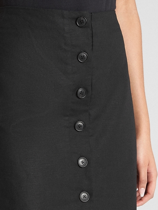 Image number 5 showing, Button-Front Skirt in Linen-Cotton