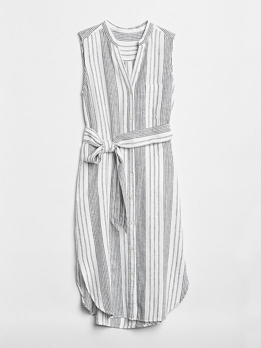 Linen Shirtmaker Dress See Saw  Pist Charc Stripe main image 1
