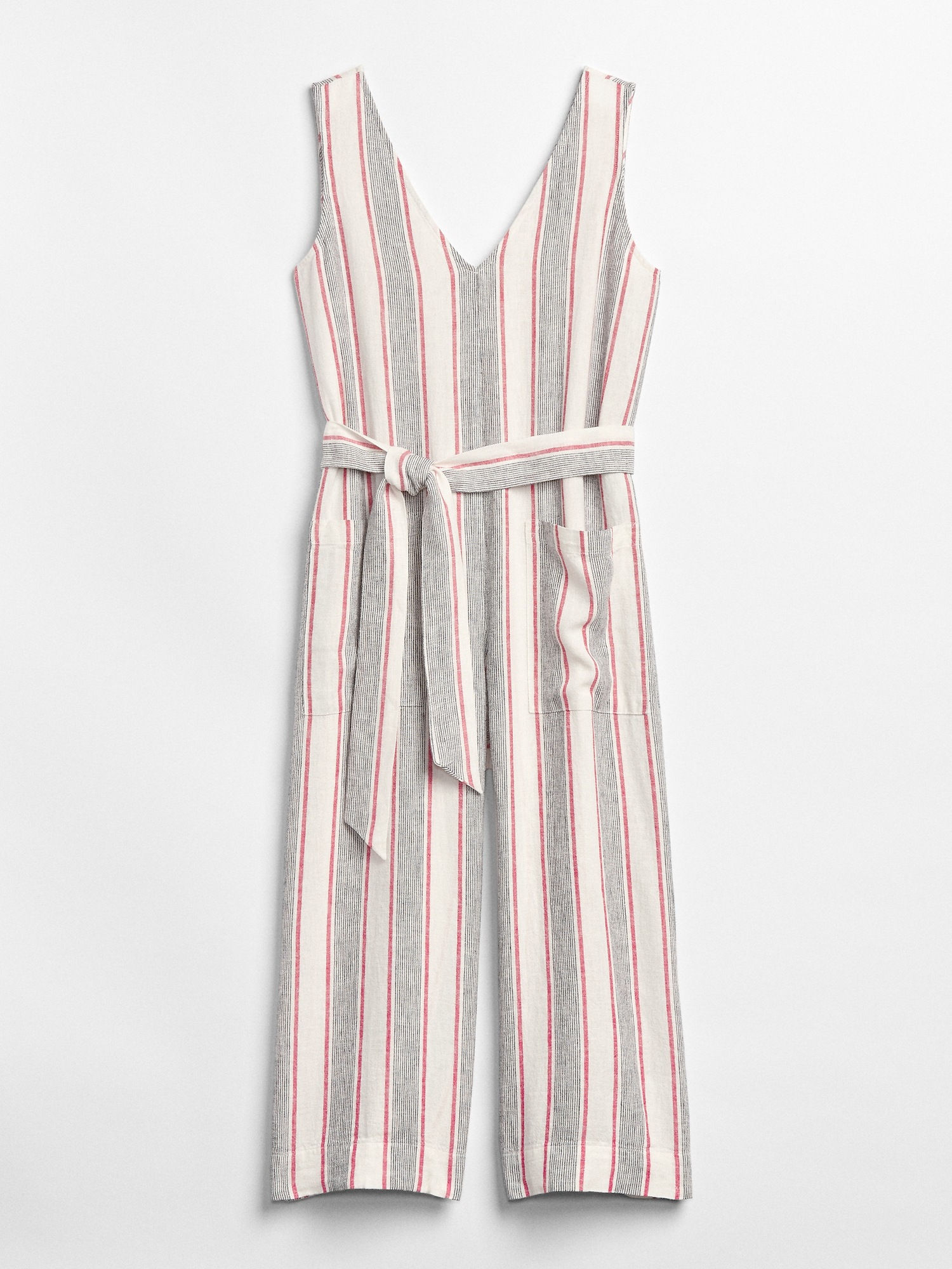 Женские комбинезоны Gap Sleeveless Tie-Belt Stripe Jumpsuit in Linen — фото 5