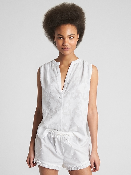 Image number 1 showing, Dreamwell Sleeveless Floral Split-Neck Top
