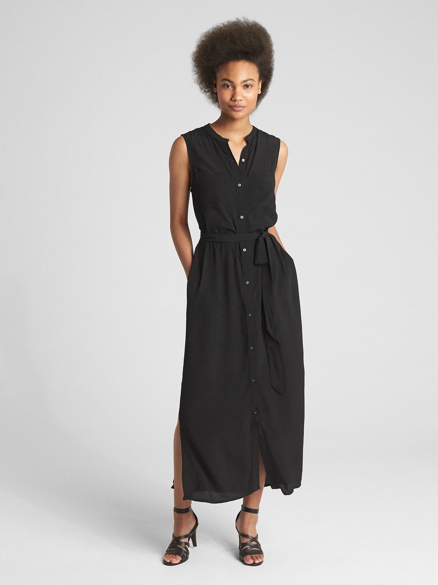 Sleeveless Utility Maxi Shirtdress Gap