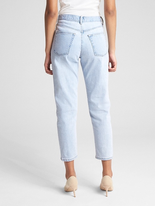 2 of 8 showing, with the color (Light) Light Indigo of product High Rise Mom Jeans