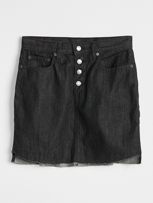 Image number 6 showing, High Rise Button-Fly Denim Mini Skirt
