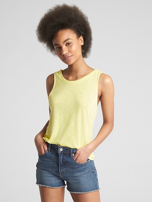 1 of 8 showing, with the color yellow of product Knot-Back Tank Top