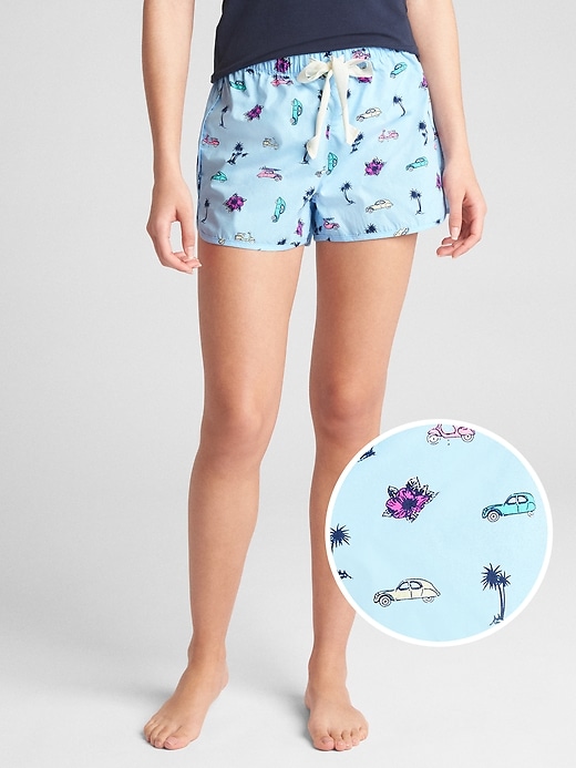 View large product image 1 of 1. 3" Dreamer Print Dolphin Shorts in Poplin