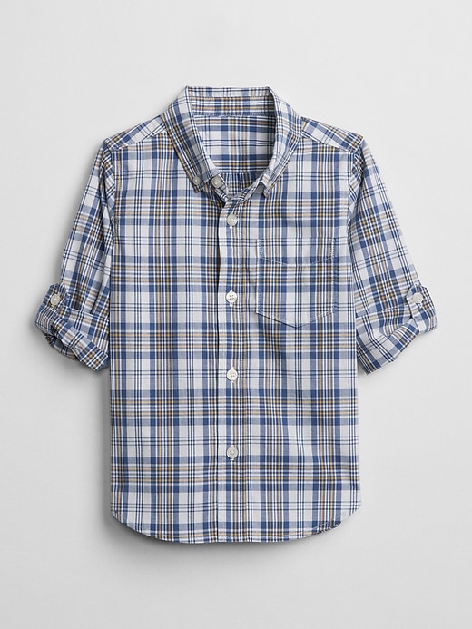 View large product image 1 of 3. Plaid Button-Down Convertible Shirt