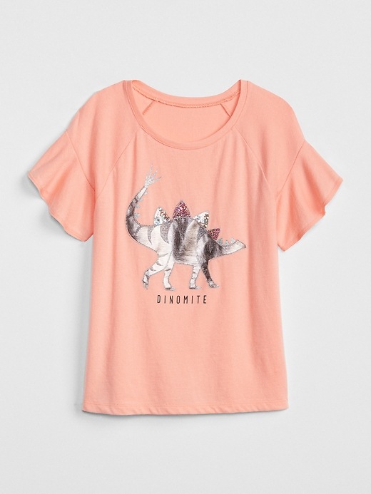 View large product image 1 of 1. Kids Metallic Sequin Flutter T-Shirt