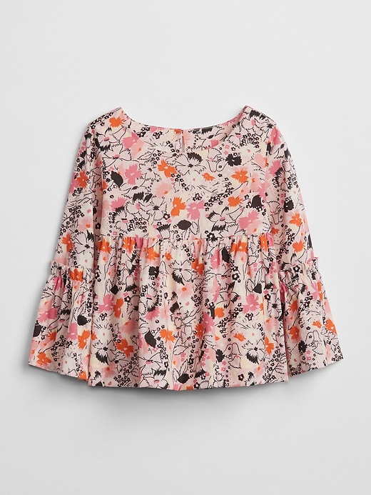 Image number 1 showing, Floral Bell-Sleeve Peplum Top