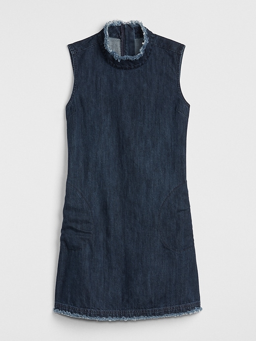 Sleeveless Mockneck Shift Dress in Denim | Gap