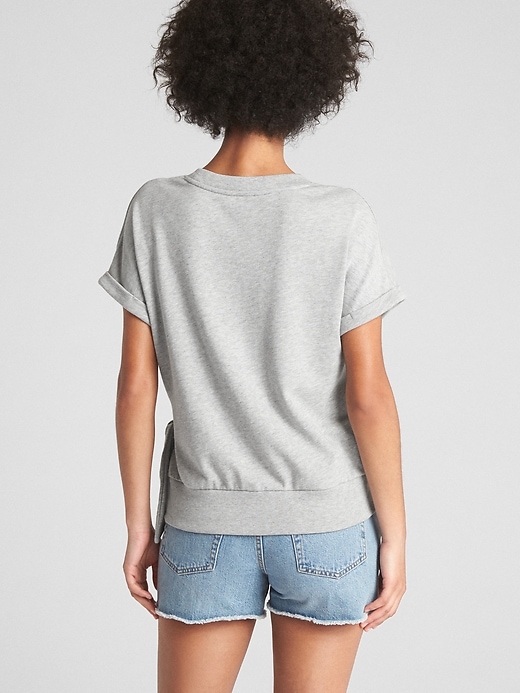 Image number 2 showing, Short Sleeve Tie-Waist Pullover Sweatshirt in French Terry