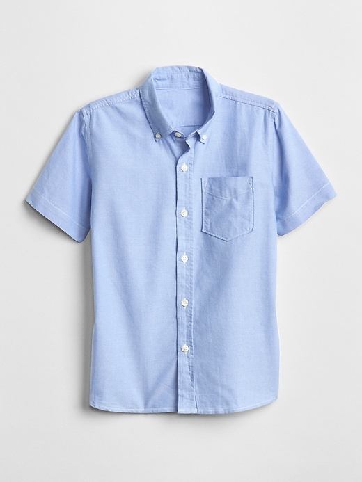 1 of 8 showing, with the color oxford blue of product Kids Uniform Oxford Short Sleeve Shirt