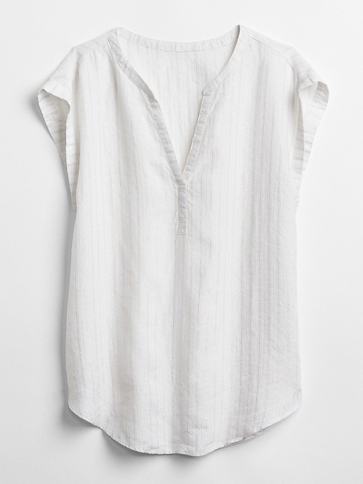 Image number 6 showing, Metallic Stripe Popover Shirt in Linen