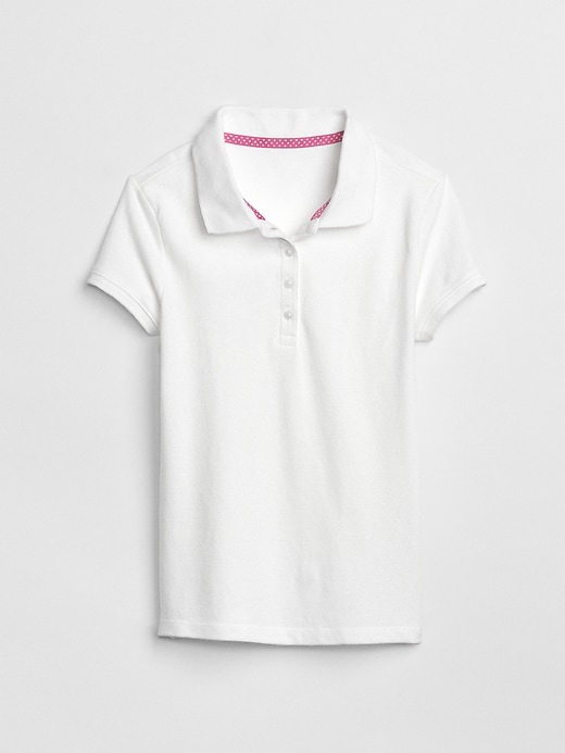 1 of 8 showing, with the color white of product Kids Uniform Short Sleeve Polo Shirt