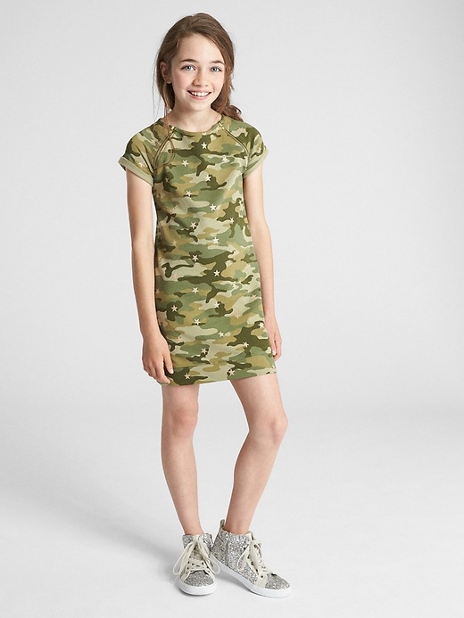 Image number 2 showing, Camo Zip T-Shirt Dress