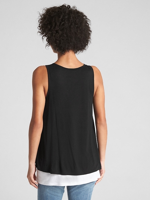 2 of 8 showing, with the color true black of product Maternity Double-Layer Nursing Tank Top