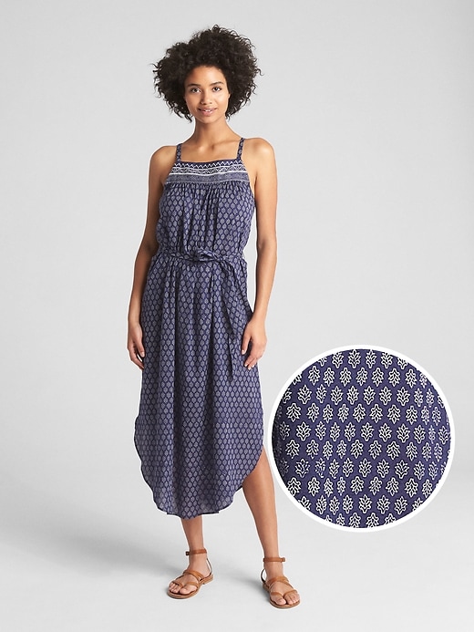 Image number 1 showing, Block-Print Cami Midi Dress